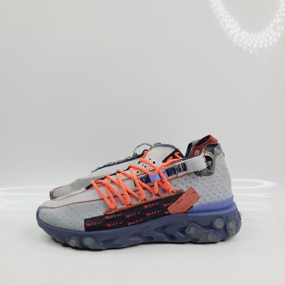 Nike Men's Gray Orange React Ispa CT2692-001 Mesh Athletic Sneaker Size 5.5 - Picture 2 of 7